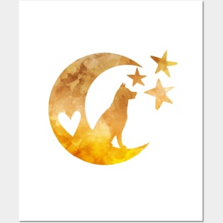 Akita Half Moon And Stars Art Posters and Art